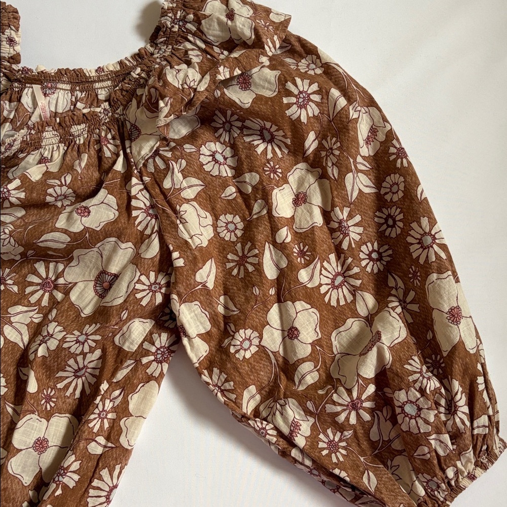 Free People Top Blouse Miss Daisy Printed Top Floral Boho shirt size XS - Picture 11 of 16